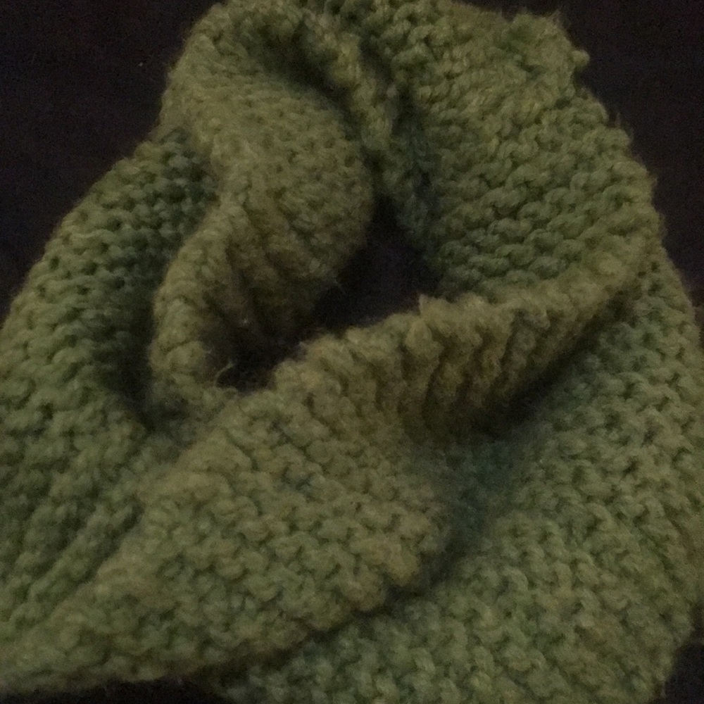 Handmade knit infinity scarf